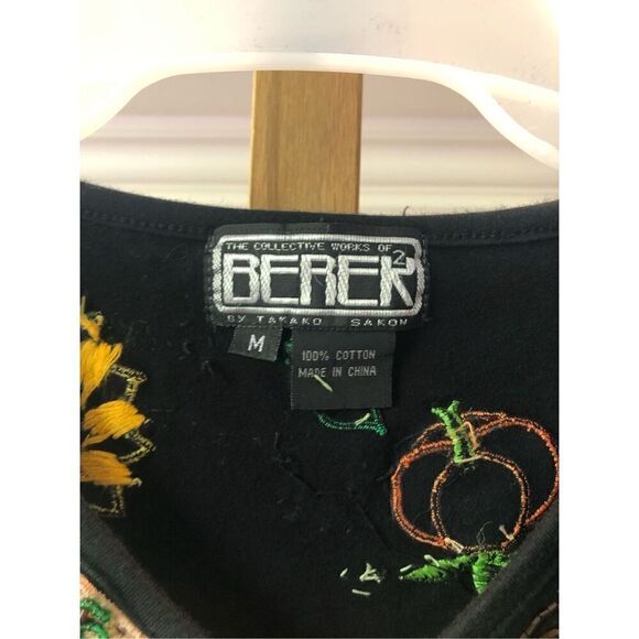 Berer by Takako Sakon Women’s Black 3/4 Sleeve Fall Embroidered Blouse Size M - Picture 4 of 5